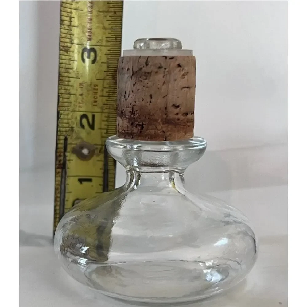 Vtg 50s MCM Clear Glass Liquor Bottle Decanter Cork Stopper Bar Retro Decor Wine